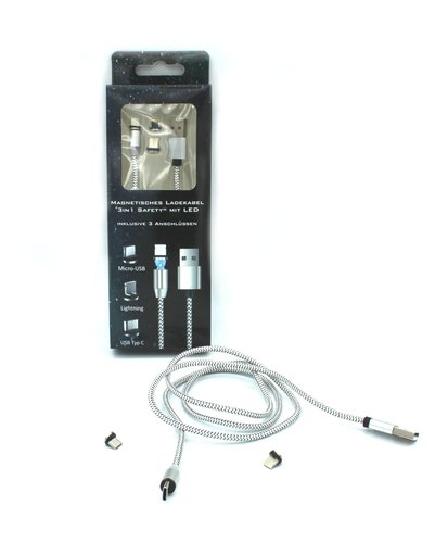 3-in-1 Safety-Ladekabel mit LED mit MZ