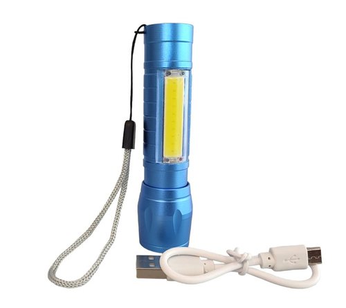 Wiederaufladbare COB Taschenlampe, blau