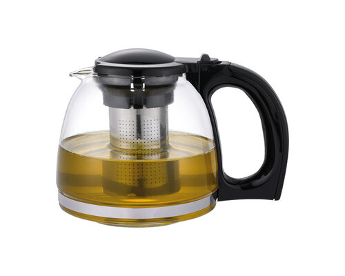 Glas Teekanne 1200ml mit Edelstahl
