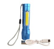 Wiederaufladbare COB Taschenlampe, blau